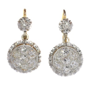 Art Deco diamond short hanging earrings